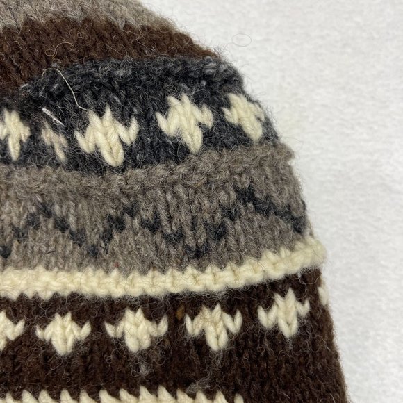Nepal 100% Wool Fair Isle Knit Fleece Lined Trapper Beanie One Size Warm Chunky - Picture 3 of 8
